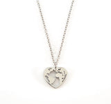 World Heart Necklace Silber
